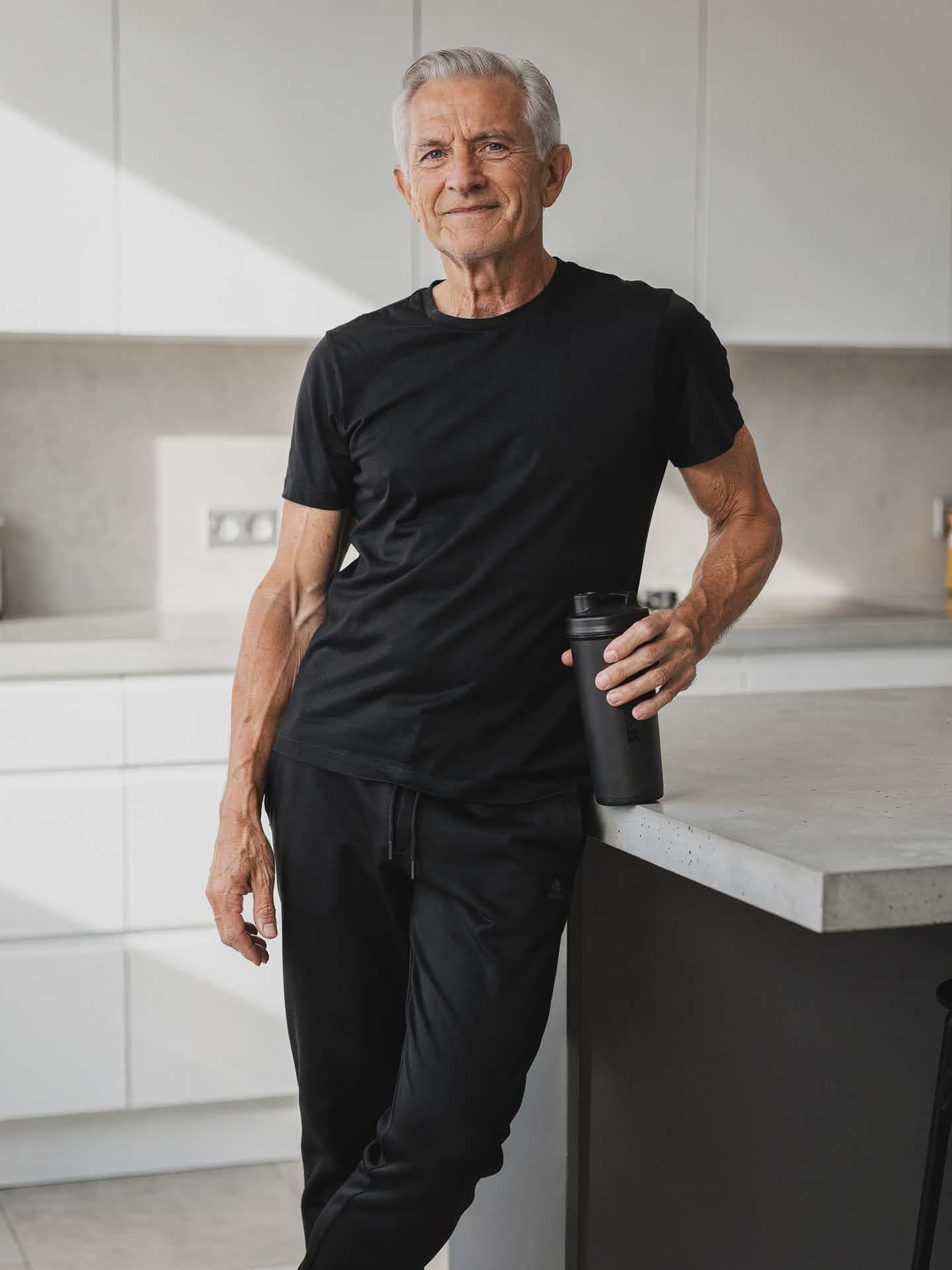 Man enjoying Trunori wellness shake